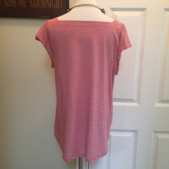 Loft pinstripe ruffle sleeve square neck tee - Picture 3 of 7